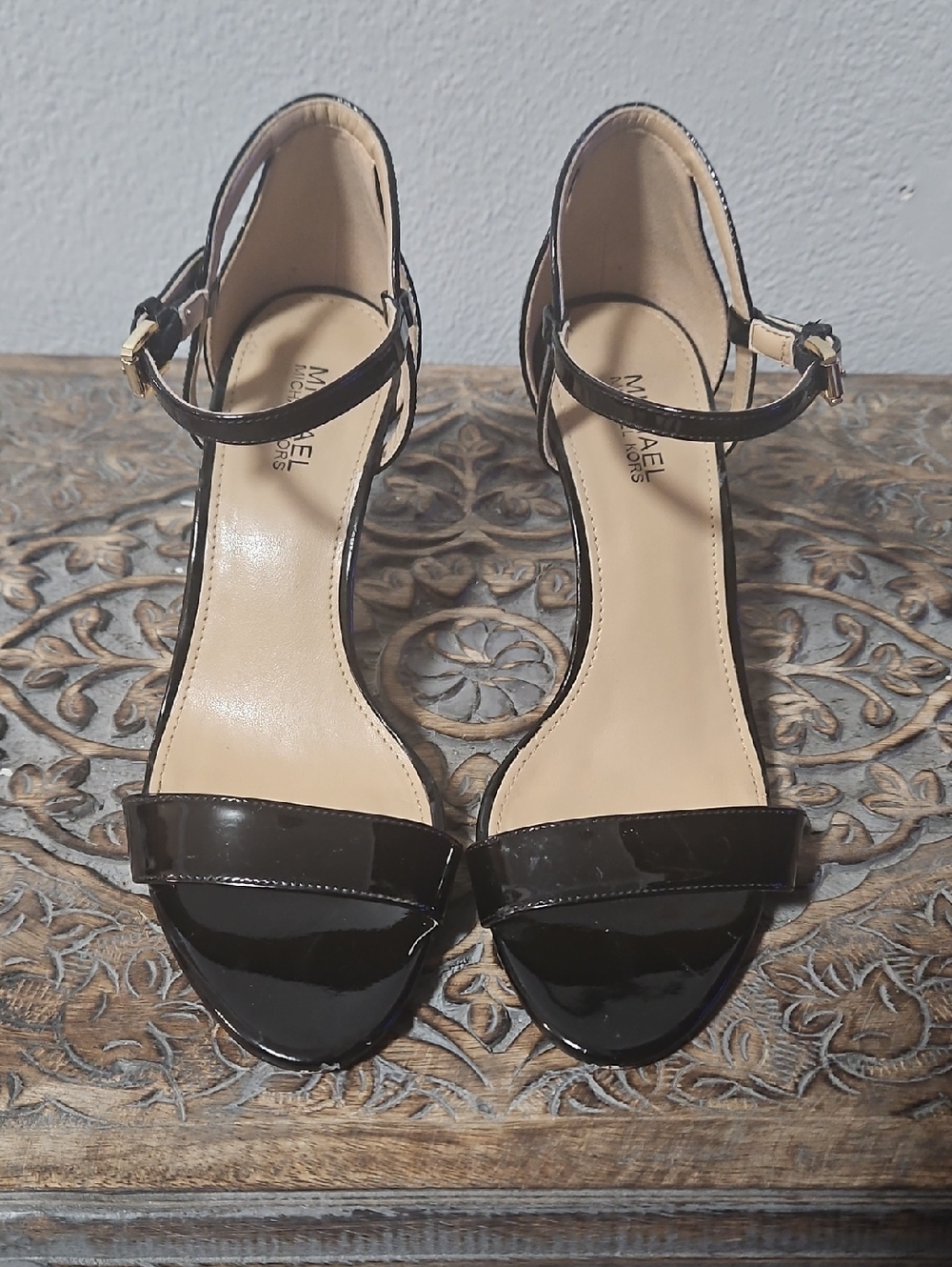 Michael Kors Black Patent Ankle-Strap Heels